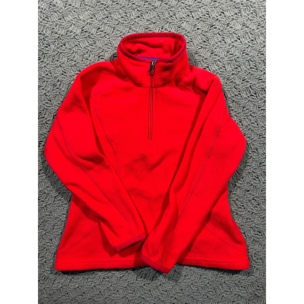 Lands End Kids Red Fleece Quarter Zip Pullover Sweater Size M 5-6